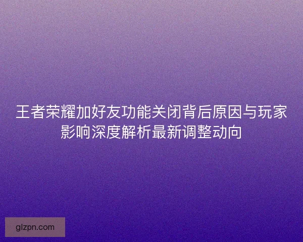 王者荣耀加好友功能关闭背后原因与玩家影响深度解析最新调整动向