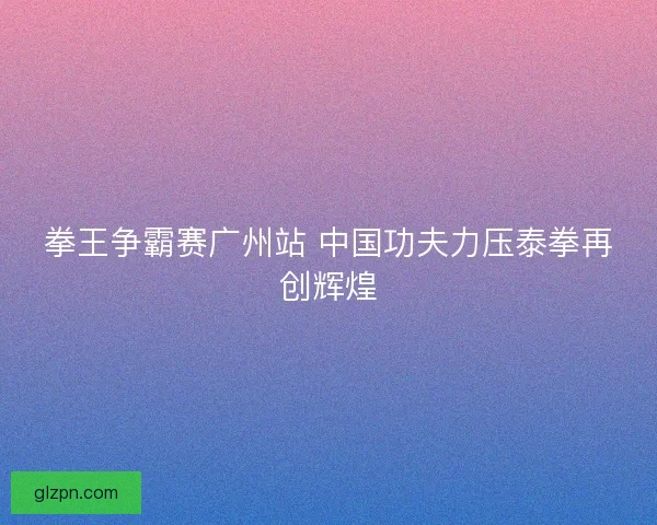 拳王争霸赛广州站 中国功夫力压泰拳再创辉煌