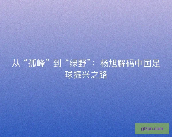从 “孤峰” 到 “绿野”：杨旭解码中国足球振兴之路